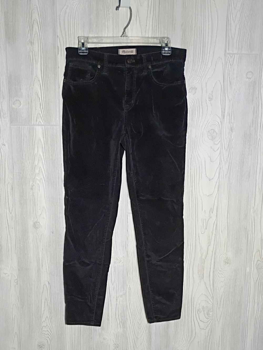 Madewell High Rise Black Velvet Skinny Jeans